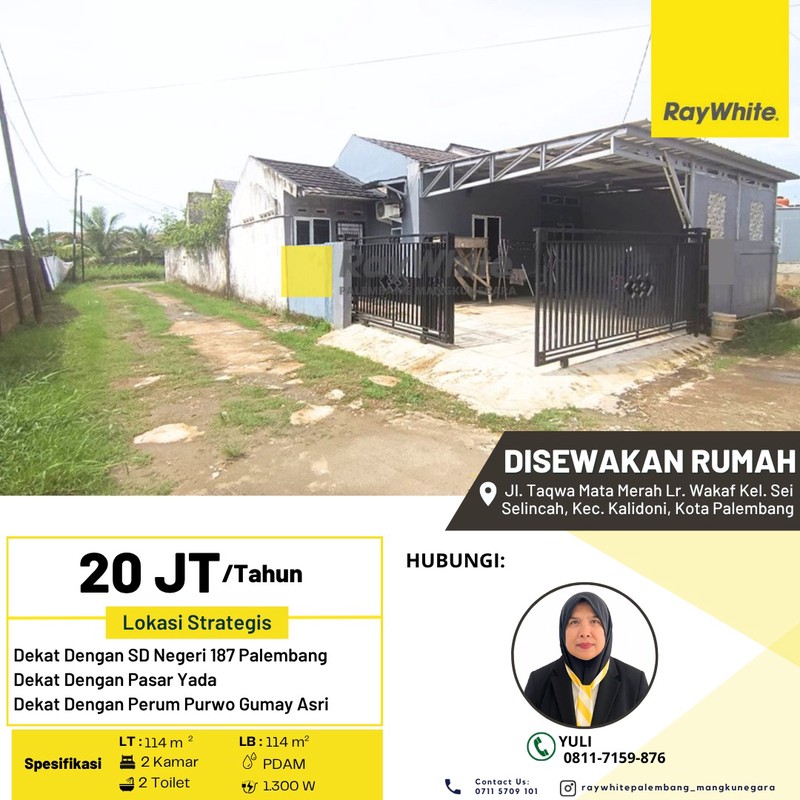 Disewakan Rumah di Jl. Taqwa Mata Merah Lr. Wakaf Kel. Sei Selincah, Kec. Kalidoni, Kota Palembang