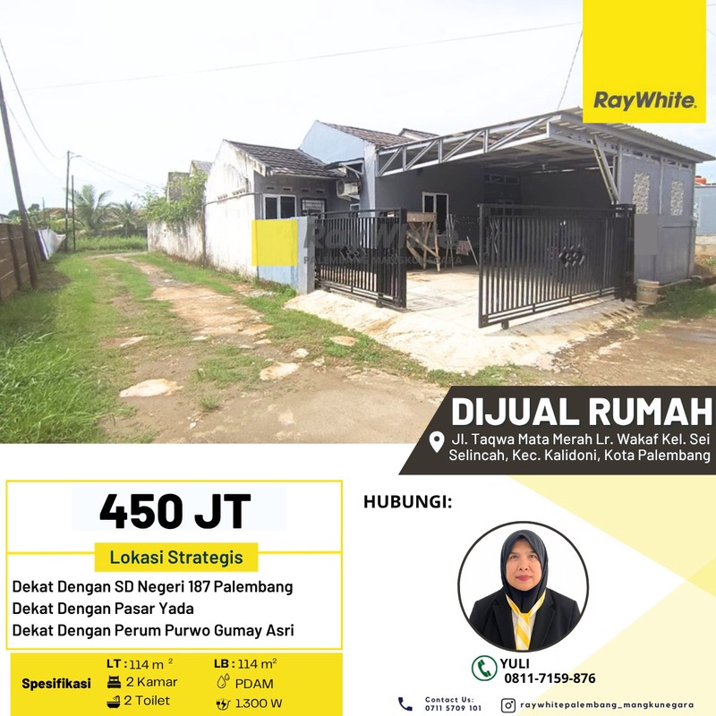 Dijual Rumah di Jl. Taqwa Mata Merah Lr. Wakaf Kel. Sei Selincah, Kec. Kalidoni, Kota Palembang