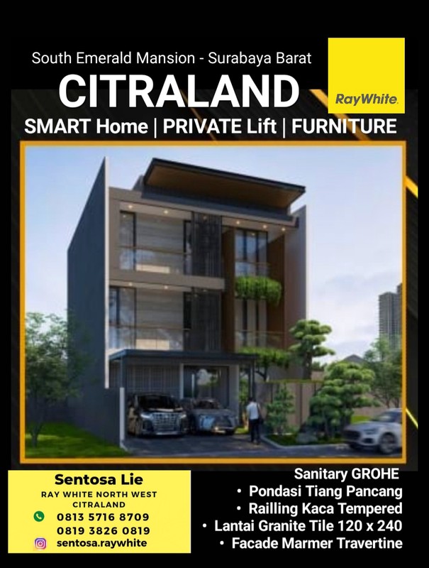 7 Milyar-an Dijual Umah Baru South Emerald Mansion Citraland Surabaya Private Lift | Smart Home | Semi Furniture | Facade Marmer | Grohr Sanitary | Lokasi Terdepan Dekat Gwalk, Unesa