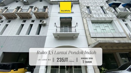 Disewakan Ruko Strategis 3,5 Lantai Depan di Plaza 3 Pondok Indah! Cocok untuk kantor atau tempat usaha!
