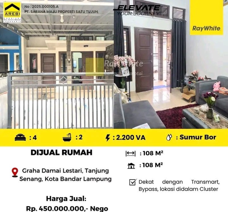 Dijual Rumah yang berlokasi di Tanjung Senang, Bandar Lampung