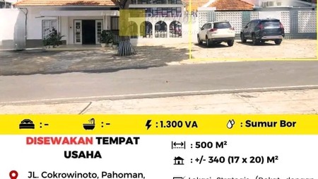 Disewakan Tempat Usaha yang berlokasi di JL. Cokrowinoto, Pahoman, Kota Bandar Lampung
