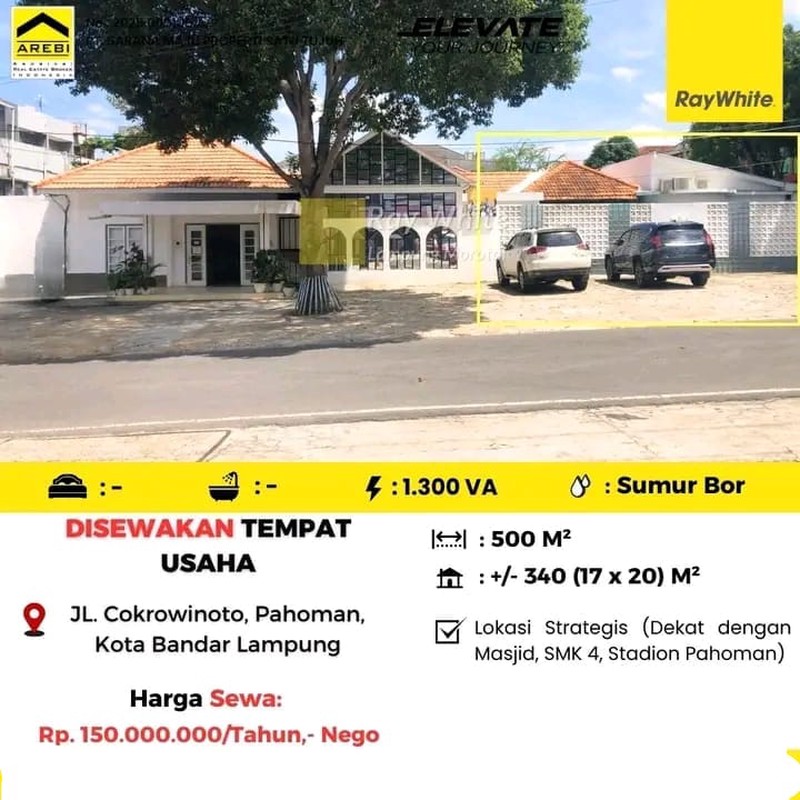 Disewakan Tempat Usaha yang berlokasi di JL. Cokrowinoto, Pahoman, Kota Bandar Lampung