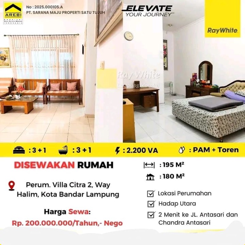 Dijual Rumah berlokasi di Perum. Villa Citra 2, Way Halim, Bandar Lampung