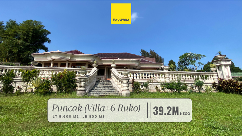 Dijual Cepat! Villa + 6 Ruko Hitung Tanah 1/2 Hektar Mountain View di Komersial Area Jalan Raya Puncak, Jawa Barat!