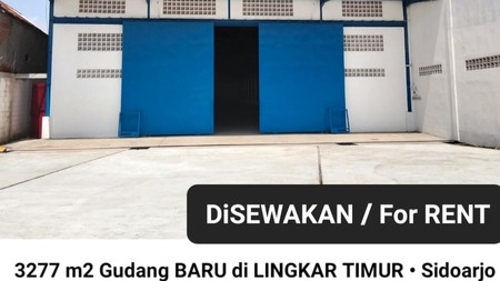 Disewakan 3277 M2 Gudang Baru Lingkar Timur Sidoarjo - Pergudangan Platinum Garden - Akses Truk Kontainer - Kondisi Baru Gress Siap Pakai - Ada Halaman Parkiran Luas, Ruang Tidur, Ruang, Cuci , Ruang 