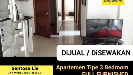 Dijual Apartemen Waterplace Residence Tipe 3 Bedroom Full Furnished Tower F Selangkah Ke Pakuwon Mall, Ptc, Supermall