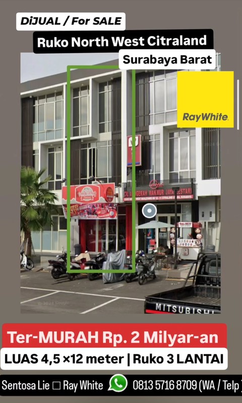 Murah Rp.2 Milyaran Dijual Ruko North West Boulevard Citraland Surabaya Depan Sport Center , Sma Citra Kasih 