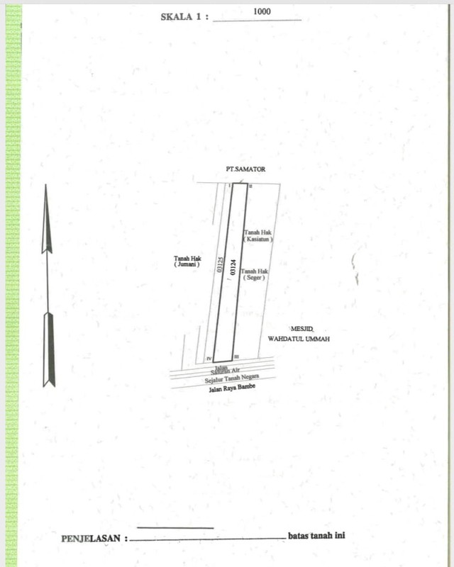 MURAH  Rp.500rb-an/m2 Dijual 1060 m2 Tanah Nol Jalan Raya Bambe - Driyorejo - Gresik - Jawa Timur - Akses Kontainer 40 Feet - Sebaris PT. Samator , Raya Cangkir - Surat SHM