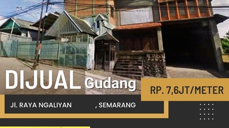 Dijual 3550 m2 Gudang Semarang Kota - Strategis Nol Jalan Raya Ngayilan - Semarang Barat -  Jawa Tengah Cocok Buat Komersial Area Hotel, Pusat Olahraga, Gedung Serbaguna, Showroom, Gudang, Kantor, Eks