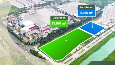 Tanah Komersil 1,93HA Bisa utk Gudang Lokasi Prime di Jababeka