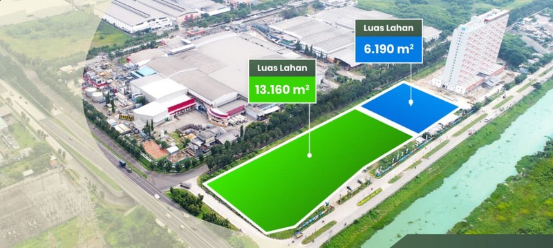 Tanah Komersil 1,93HA Bisa utk Gudang Lokasi Prime di Jababeka