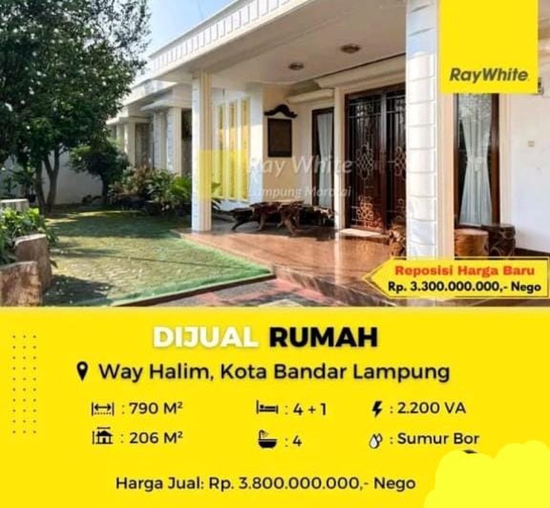 Dijual rumah yang berlokasi di Way Halim Kota Bandar Lampung