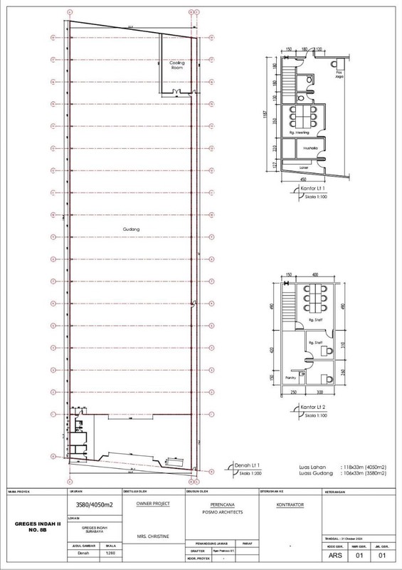 DiJual/Disewa gudang siap pakai di greges indah margomulyo surabaya