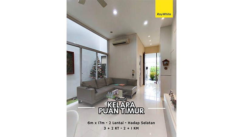 Rumah Kelapa Puan Timur, Kelapa Gading Bangunan baru 7 tahun, full furnish, sudah tinggi dari jalan.