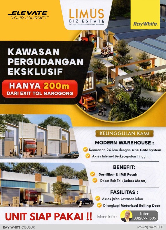 KAWASAN PERGUDANGAN EKSKLUSIF HANYA 200 M KE PINTU TOLL NARAGONG BISA MASUK KONTENER HARGA MULAI 1,7 MILYARAN