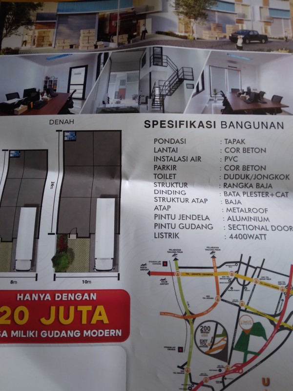 KAWASAN PERGUDANGAN EKSKLUSIF HANYA 200 M KE PINTU TOLL NARAGONG BISA MASUK KONTENER HARGA MULAI 1,7 MILYARAN