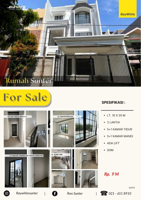 Rumah Sunter 3 Lantai ada Lift