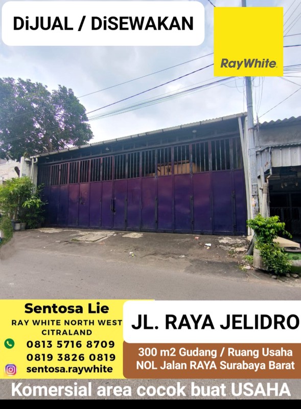 Dijual 300 m2 Gudang Nol Jalan Raya Jelidro - Sambikerep - Surabaya Barat dekat Manukan , Benowo