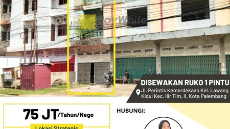 DISEWAKAN RUKO 1PINTU DITENGAH KOTA