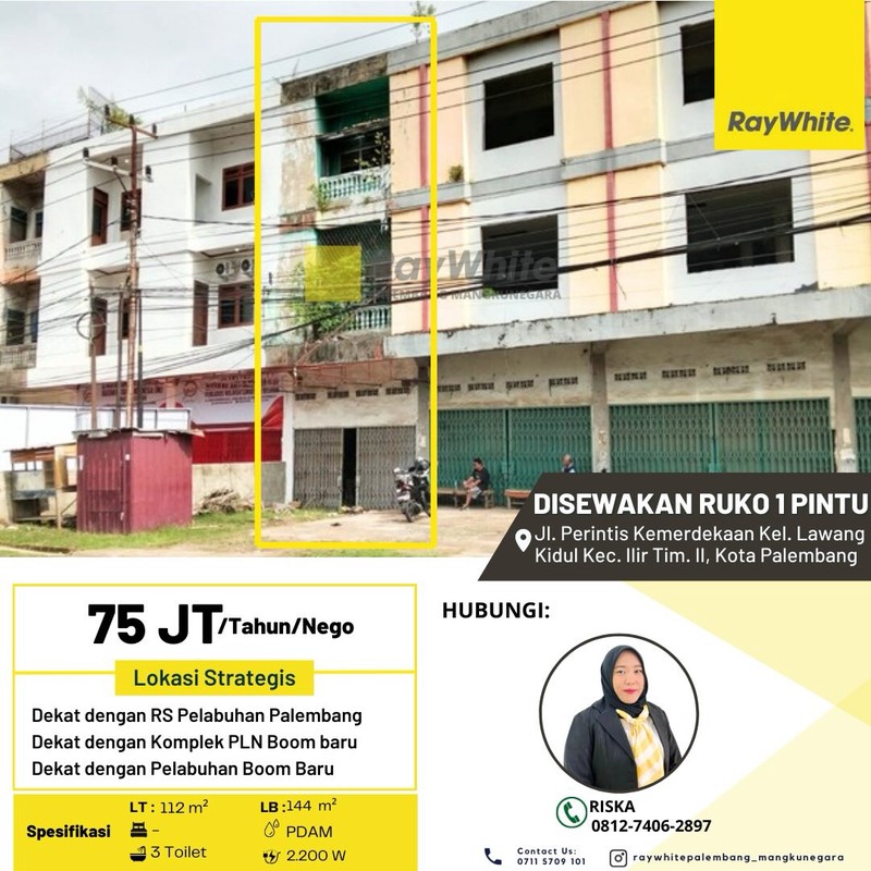 DISEWAKAN RUKO 1PINTU DITENGAH KOTA