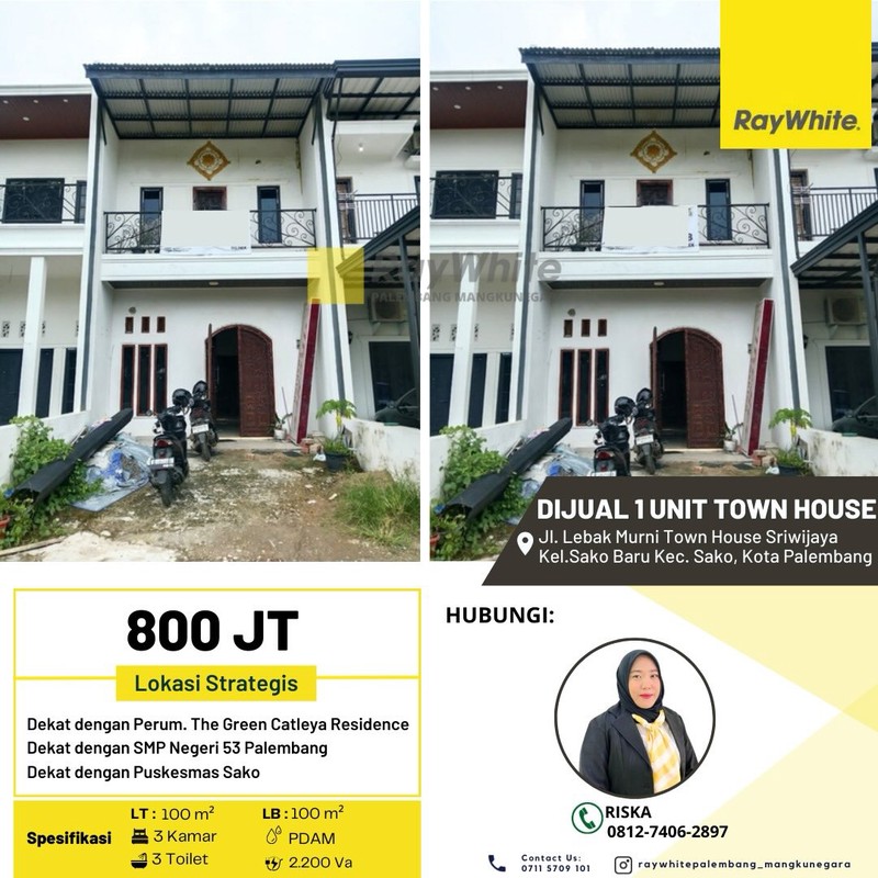 DIJUAL TOWN HOUSE SRIWIJAYA 