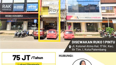 DISEWAKAN RUKO 1 PINTU LOKASI STARTEGIS