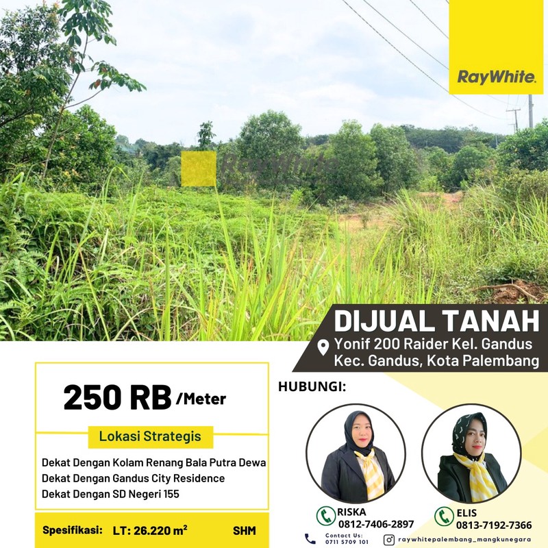 tanah jual palembang kota daerah gandus 