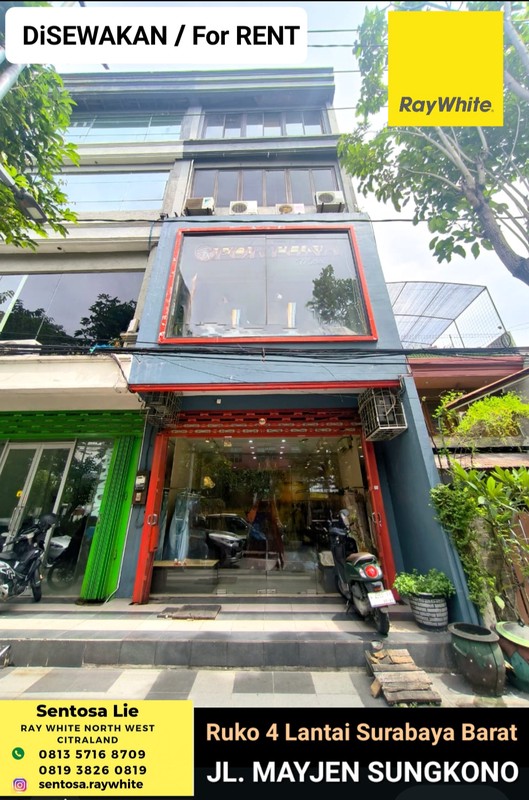 Disewakan Ruko Mayjen Sungkono - Hadap Nol Jalan Raya Komersial Area Surabaya Barat Strategis Dekat RS Mayapada, Ciputra World Mall Surabaya