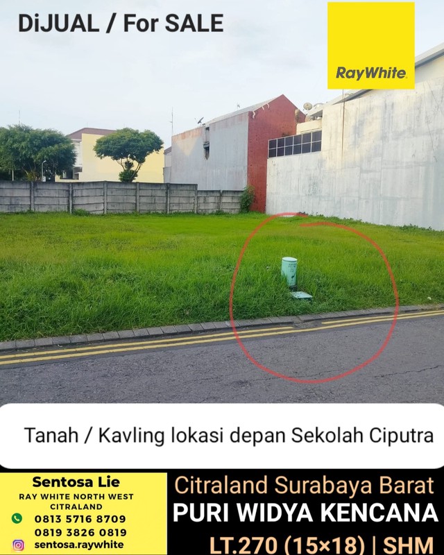 MURAH Rp.18,5 Jt/m2 Dijual Tanah Kavling Puri Widya Kencana Citraland - Hadap Jalan Kembar Area Depan Sekolah Ciputra- Terdepan Dekat Gwalk Citraland - Surat SHM