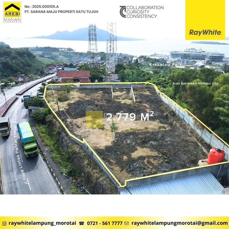 Tanah luas 2279 view laut di bakauheni, lampung selatan