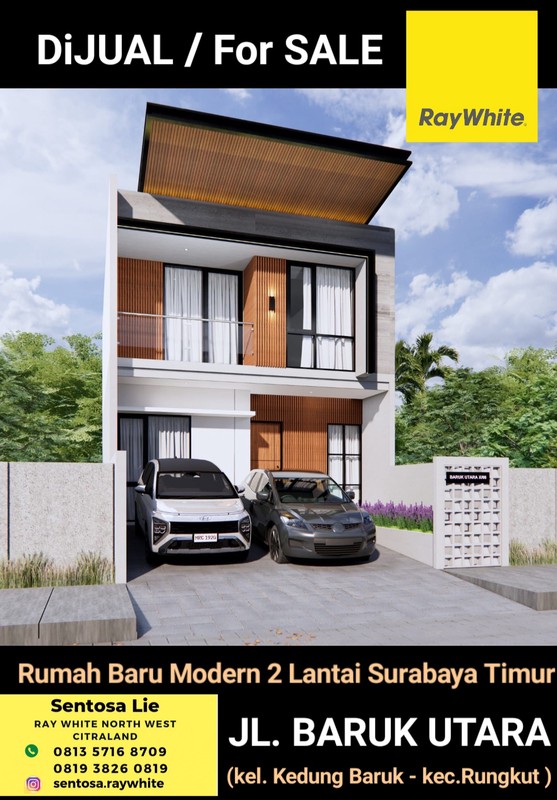 2 Milyar-an Dijual Rumah Baru Baruk Utara - Kedung Baruk - Rungkut - Surabaya Timur - New Modern 2 Lantai Rungkut Surabaya Timur