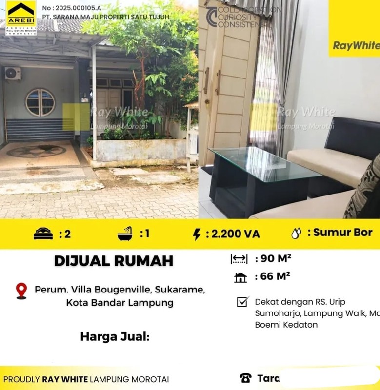 Dijual rumah di perum Villa Bougenville sukarame