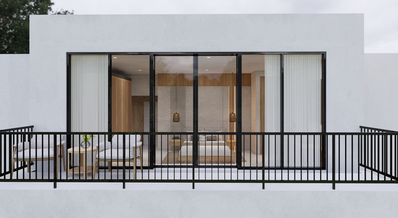 Leasehold for Sale - Brand new luxury tropical villa 2 bedrooms with open concept living area with roof and balcony in Pererenan - Bali