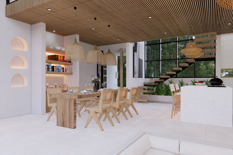 Leasehold for Sale - Brand new luxury tropical villa 3 bedrooms  with open concept living area with roof and balcony in Pererenan - Bali