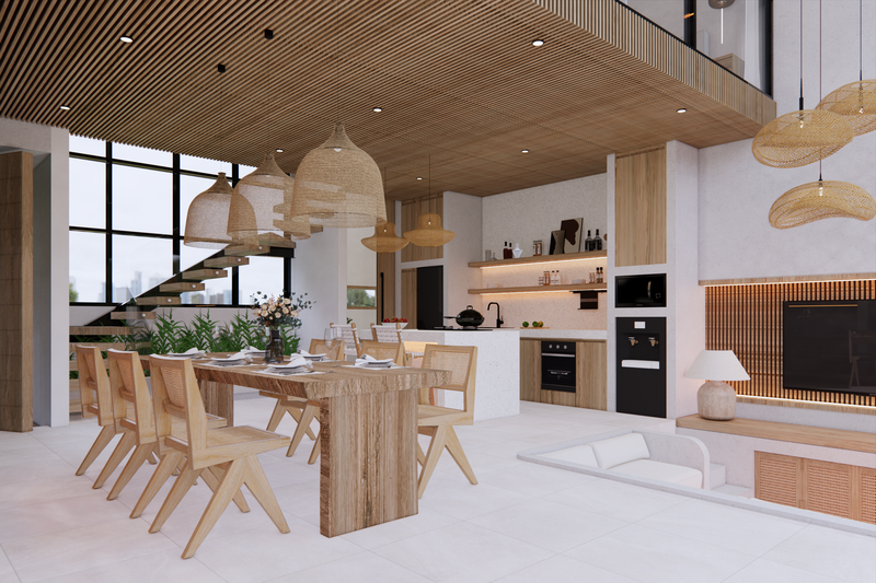 Leasehold for Sale - Brand new luxury tropical villa 3 bedrooms  with open concept living area with roof and balcony in Pererenan - Bali