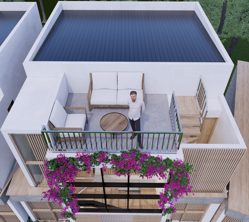 Leasehold for Sale - Brand new luxury tropical villa 3 bedrooms  with open concept living area with roof and balcony in Pererenan - Bali