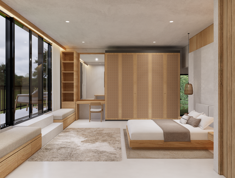 Leasehold for Sale - Brand new luxury tropical villa 3 bedrooms  with open concept living area with roof and balcony in Pererenan - Bali