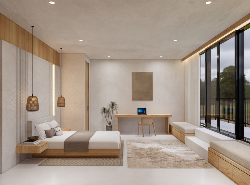 Leasehold for Sale - Brand new luxury tropical villa 3 bedrooms  with open concept living area with roof and balcony in Pererenan - Bali