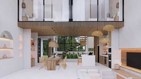 Leasehold for Sale - Brand new luxury tropical villa 2 bedrooms with open concept living area with roof and balcony in Pererenan - Bali