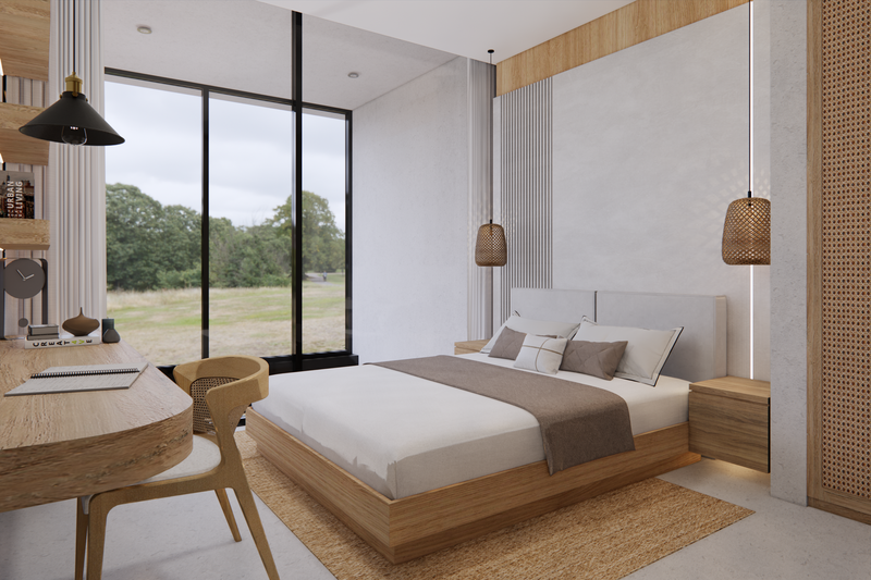 Leasehold for Sale - Brand new luxury tropical villa 3 bedrooms with open concept living area with roof and balcony in Pererenan - Bali