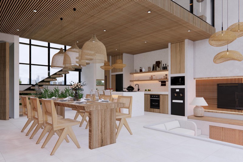 Leasehold for Sale - Brand new luxury tropical villa 3 bedrooms with open concept living area with roof and balcony in Pererenan - Bali