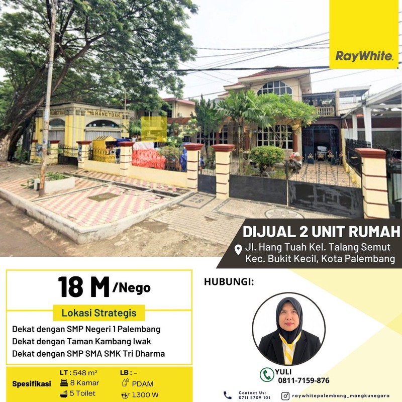 Dijual 2 Unit Rumah di Jl. Hang Tuah Kel. Talang Semut Kec. Bukit Kecil, Kota Palembang