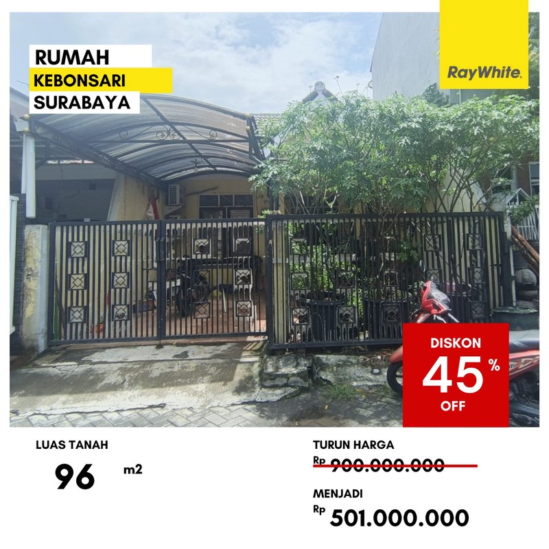 Dijual Rumah Lelang 500 Jutaan di Jalan Kebonsari Surabaya