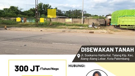 Disewakan Tanah di Jl. Soekarno Hatta Kel. Talang Klp. Kec. Alang-Alang Lebar, Kota Palembang
