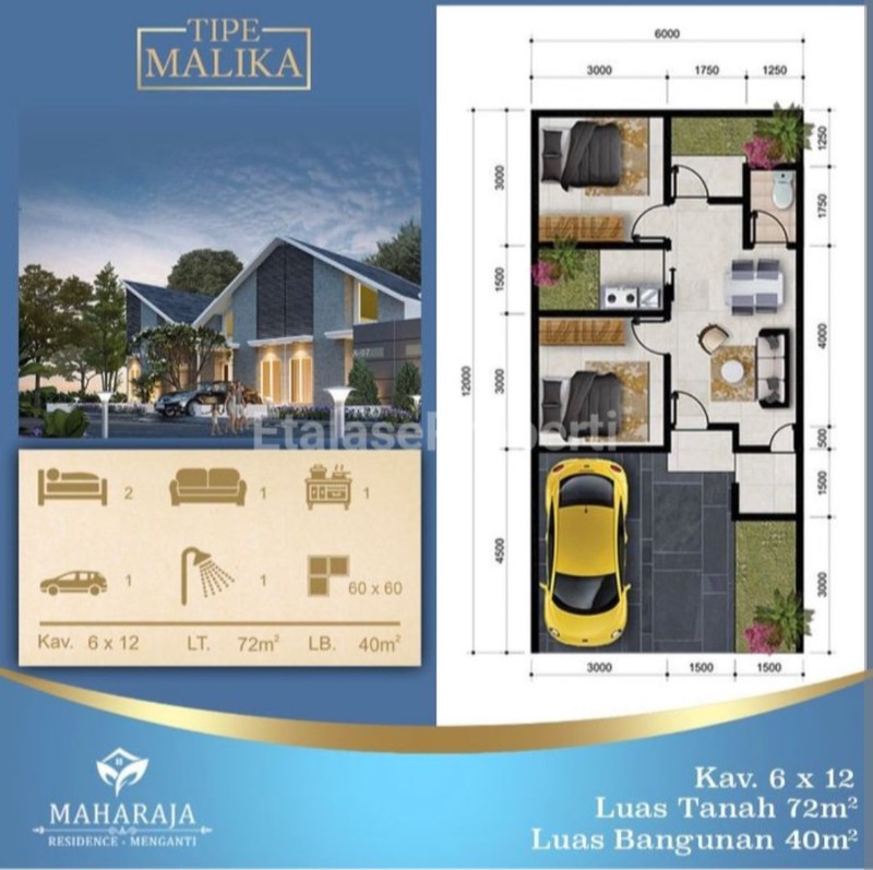 Dijual Rumah Maharaja Residence Menganti Gresik Tipe Malika