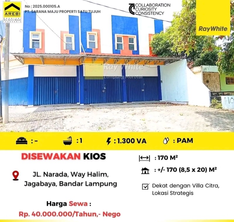 Disewakan Kios Baru   Berlokasi di Jl.Narada Kota Bandar Lampung