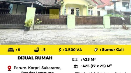 DIJUAL RUMAH YANG LUAS DI KORPRI JAYA SUKARAME KOTA BANDAR LAMPUNG