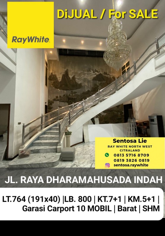 Dijual 764 m2 Rumah Raya Dharma Husada Indah - FULL MARMER - Garasi Carport masuk 10 mobil - Hadap Nol Jalan Raya Kembar Komersial Area Surabaya Timur Strategis Sebaris TBMO, RPP, Ciamso , Cocok buat 