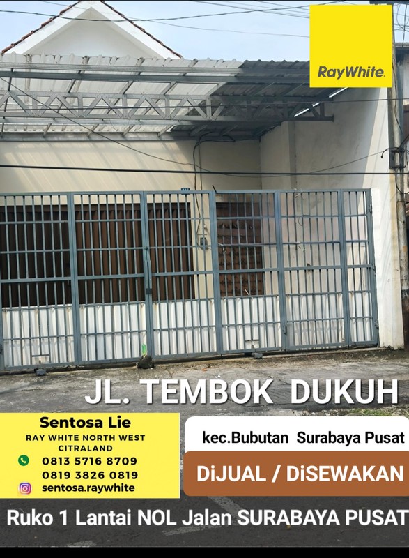 Dijual 360 m2 Ruko Nol Jalan Raya Tembok Dukuh - Bubutan Surabaya Pusat - Ruko baru modern 1 Lantai Komersial area cocok buat segala usaha